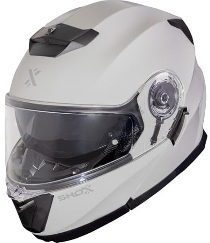 Shox Destination Solid Flip Front Motorcycle Helmet M Gloss Grey