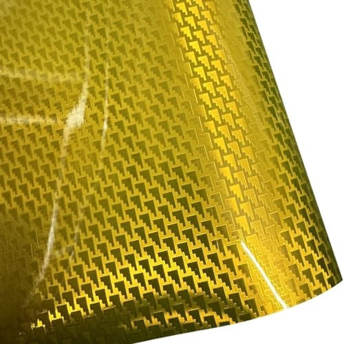 QIUSHIBO Autofolie Hochglänzendes Rot, Blau, Grün, Lila, Goldmuster, plattierte Kohlefaser-Aufkleber, Karosseriefolien, Vinyl-Autofolien Car Wrapping Folie(Gold,30cm X 152cm)