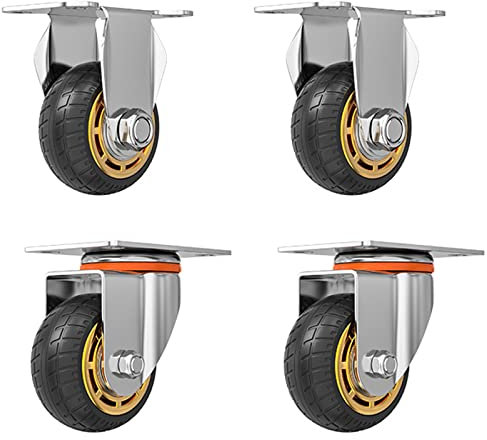 Lot de 4 roulettes pivotantes robustes de 12,7 cm pour chariot de transport industriel, chariot, meuble, chariot, sans bruit, avec frein de verrouillage