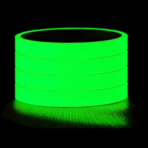 CAIJ 4 Rollen Fluoreszierendes Klebeband Outdoor, Glow in the Dark 5m * 30mm Leuchtendes Leuchtstreifen für Kleidung Fluoreszierende Aufkleber für Treppen Wände Party Dekoration