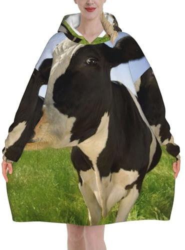 Übergroßer Tragbarer Kapuzenpullover Für Damen, Flanell-Pulloverdecke, Decken-Sweatshirt Kühe Auf Der Weide