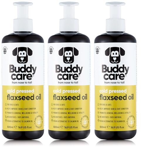 Buddycare Flaxseed Oil - 500ml x3 - Natural Supplement for Dogs & Cats - Rich in Omega-3 Fatty Acids for a Healthy Coat and Skin