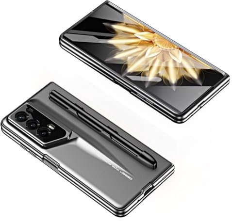 Étui portefeuille pour téléphone Coque tendance compatible avec Huawei Honor V2, avec stylet intégré et protecteur d'écran intégré, coque de protection ultra fine en PC rigide, anti-rayures et anticho