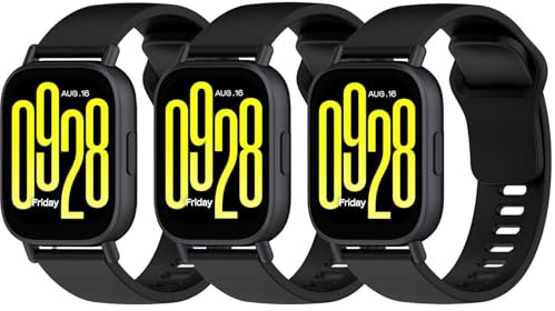 Garmcool 22 mm Cinturino Compatibile per Xiaomi Redmi Watch 5 Active/Lite Braccialetto Silicone Sportivo Ricambio Cinturini Nero,Nero,Nero (nessun Tracker)
