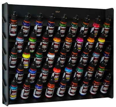 Silu Soporte Organizador Pinturas Modelismo y Miniaturas. Organizador para Colgar en la Pared, Montaje Facil y sin Pegamento, Fabricado con Madera Lacada en Negro