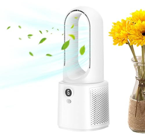 Bladeless Desk Fan Silent, USB Rechargeable Portable Quiet Cooling Table, 6 Speeds Wind With Night Light, Portable Silent Fan USB Charging Office Bedroom Table Bladeless