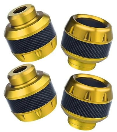 LEINOX 4 Stück Universal Motorrad Radschutz Crash Pad Motorrad Crash Protektoren Legierung Motocross Fallende Gabel Slider Cups(4Pcs Gold A)