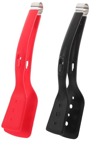 ULTECHNOVO 2 Piezas Tenazas de Silicona para Cocina Utensilios de Inoxidable y Silicona Antiadherente para Cocinar Carne Pescado y Verduras Herramientas de Cocina Prácticas y Elegantes Color