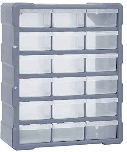 Générique Organisateur Multi-tiroirs avec 18 tiroirs centraux 38x16x47 cm,Quincaillerie,Accessoires de quincaillerie,Organisation & Rangement d'outils,Boîtes à Outils,Gris,2.7 KG,149598