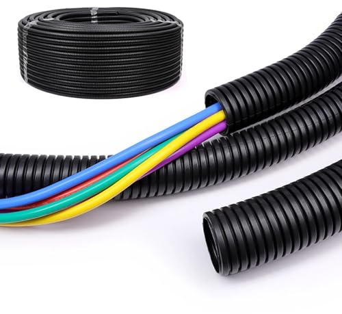 Tubo Corrugato Nero Diametro 25 mm 50M Flessibile Autoestinguente Resistente Pieghevole per Impianti Elettrici Passaggio e Protezione Cavi