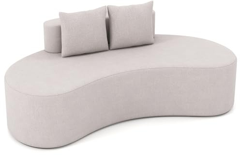 COSTWAY Sofa für 3 Sitzer, gebogenes Polstersofa mit Rückenlehne & 2 Kissen, 199 cm Schlafsofa aus Polyesterstoff & Schaumstoff, Couch bis 200 kg belastbar für Wohnzimmer & Schlafzimmer (Grau)