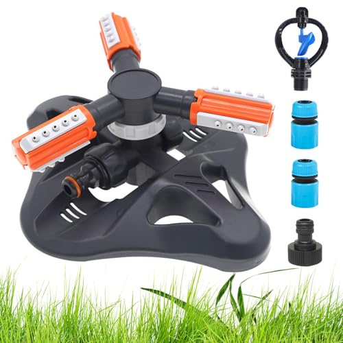 Irrigatore da Giardino, Irrigatore Prato, Garden Sprinkler con 3 Bracci Regolabili, Regolabile a 360 °Irrigatori da Giardino, Irrigatori Automatico, Sistema di Irrigazione per Giardini Prati Cortile
