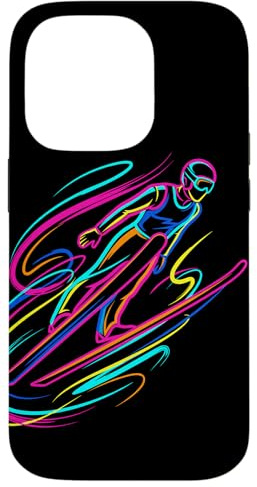 Hülle für iPhone 14 Pro Skispringen Liebhaber Retrowave
