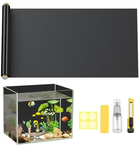 Pawfly Black Aquarium Background, 80 cm x 40 cm, Static Cling Fish Tank Background Wallpaper, No Glue Reusable PVC Fish Tank Backdrop, Easy to Install Aquarium Décor Background, Fish Tank Decoration
