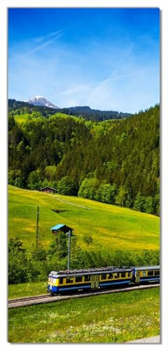 posterdepot Türtapete Türposter Eisenbahn in Einer Sommerlandschaft in der Schweiz - Größe 93 x 205 cm - Türaufkleber mit Kleister