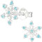 EYS JEWELRY Ohrringe Silber 925 Stecker Schneeflocken mit Zirkonia Kristallen 10 mm blau Weihnachtsohrringe Weihnachtsschmuck Schneeflocke Ohrstecker Weihnachten Schmuck Geschenke für Frauen