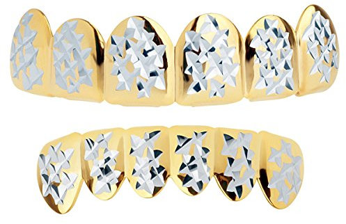 Gold Grillz - One size fits all - Diamond Cut II - SET