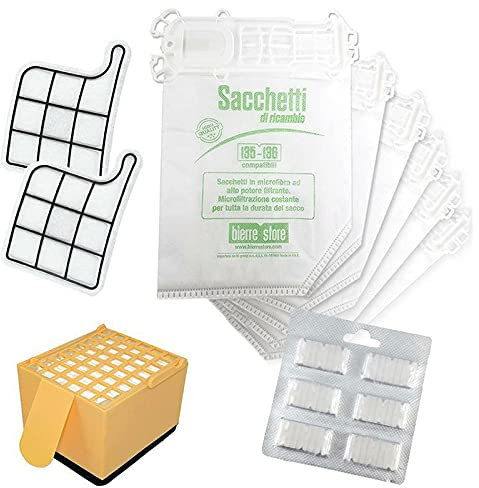 Kit risparmio sacchetti e filtri Mazzocchia per aspirapolvere Vorwerk Kobold Folletto vk 135 136