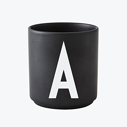 Design Letters - Becher - Buchstabentasse - Buchstabe: A - Porzellan - Schwarz - Arne Jacobsen