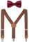WELROG Kinder Hosenträger Fliege Sets - Y-Form Einstellbar Hosenträger mit Die Seide Fliegen Poison Idea für Jungen und Mädchen (Braun + Burgund Fliege)