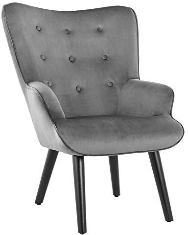 CARO-Möbel Polstersessel LIGERO im Retro Design Fernsehsessel Samtbezug in grau Relax Lesesessel