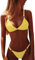 KIMODO Damen Bikini Set Sexy Brazilian Triangel Badeanzug Sling Metal Circle Deep V Dreipunkt Push Up Strandbikini Gepolstert Bademode Badebekleidung Beachwear (A-Gelb, S)