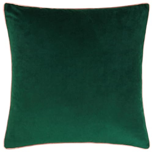 furn. Meridian Feather Filled Cushion (Emerald/Blush - 55 x 55cm) | Soft velvet cushion with contrast piping and feather filling. 55 x 55cm. Ready to style.