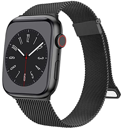 Amzpas Cinturino Compatibile per Apple Watch 45mm 44mm 46mm 42mm 41mm 40mm 38mm 49mm, Cinturino in Acciaio Inossidabile a Maglia Milanese per iWatch Apple Watch SE/Series 10 9 8 7 6 5 4 3 2 1 Ultra
