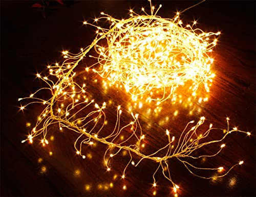 Arnusa LED Cluster Lichterkette 480 Micro LEDs 3m Draht Warmweiß Büschel Leuchtdraht Weihnachtsbeleuchtung Mit Timer
