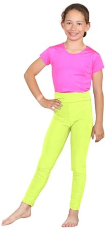 Hamishkane® Legging de yoga uni en microfibre pour fille - Taille haute - Élastique - Pantalon de sport pour enfants - Extensible - Gymnastique - Décontracté - Vêtements de sport pour filles