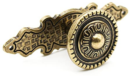 DOJA Barcelona | Poignée de Meuble Ancien | Lot 4 | Bouton de Meuble Rond Laiton Antique | Ø25*30 * 86mm | Poignee Retro en ZnAl | pour Poignee de Meuble Cuisine, Poignee de Porte Interieur, Tiroir