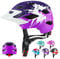 RaMokey Casque de vélo léger pour Enfants, garçons et Filles de 3 à 15 Ans, Enfants Casque de vélo de Montagne avec feu arrière, Cadran réglable, visière Amovible (48-56 cm) (Violet+Rose)