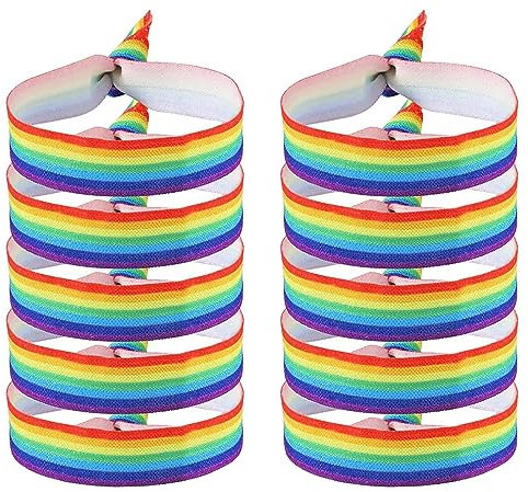 10 Stück Gay Pride Armband - LGBTQ Partyeintritt Armbänder in Regenbogen-Farben mit Regenbogen-Flagge