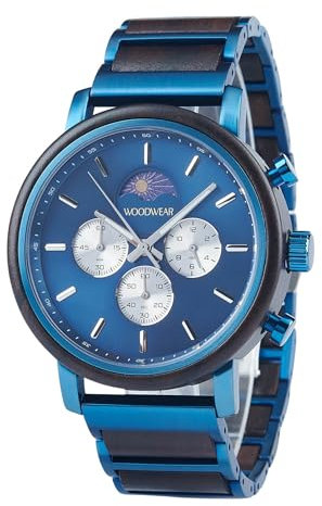 woodwear Holzarmbanduhr Herrenuhr Lichtblick Nachtschwärmer (blau)