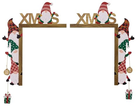 2pcs Festive Christmas Door Frame Decoration Santa and Reindeer Theme Wall Sign Wall Corner Signs Hanging Decorations