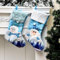 2er Set 47CM Blau Weihnachtsstrumpf Hängende Cartoon Stoff Weihnachtsstrumpf Nikolausstrumpf Zum Befüllen Und Aufhängen Weihnachtssocken Kamin Weihnachten Hängende Taschen