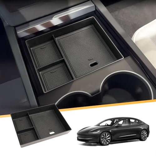 LFOTPP Centre Console Storage Box for Tesla Model 3 2024 2025, Model 3 Highland Storage Box, Front Organiser Tray, Glove Box, Tesla Model 3 Accessories (Front)