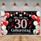 Deko 30. Geburtstag Banner für Männer und Frauen - Happy Birthday Party Dekoration, Rot Schwarz, 180 × 110 cm