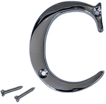 3-Inch Polished Chrome Door Letters Screw On Letter C Door Letter House Front Door Building Porch Gate Address One Elegant and Bold Door Numerals Suitable for All Door Types.