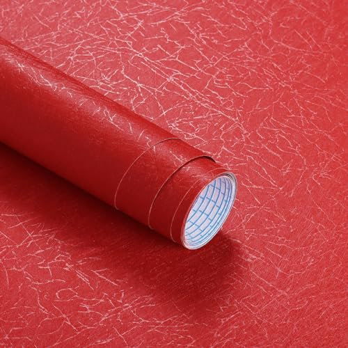 Safiyya Contact Paper Red Silk Wallpaper Textured Contact Paper Self Adhesive Wallpaper Peel and Stick Contact Paper for Cabinets Solid Color Decorative Wallpaper Vinyl Rolls 78.7x 17.3