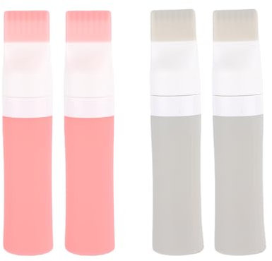 Paquete de 4 80ml Silicona Suave Botella Aplicadora de Peine de Raíz para el Cabello Botella Aplicadora de Aceite para Cabello Botella Tinte Cuero Cabelludo Cepillo Aplicador de Aceite (Gris y Rosa)
