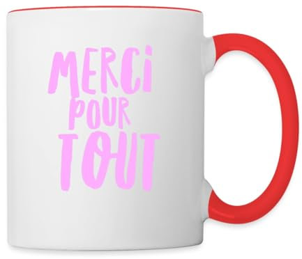 Spreadshirt Merci pour tout Mug Bicolore, taille unique, blanc/rouge