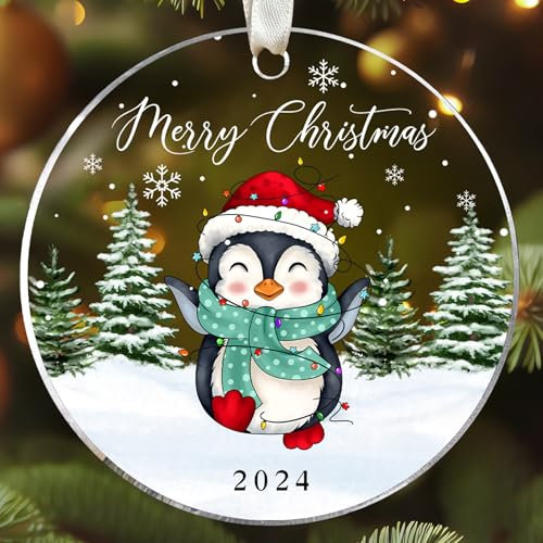 Pawzity Pinguin Ornament - Pinguin Weihnachtsschmuck - Tiergeschenke - Tiergeschenke für Frauen, Männer - Acryl Ornament