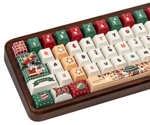 COOMICKEY PBT Keycaps 130 Keys Cherry Profile Key Cap Cute Keycaps Dye-Sublimation Christmas Custom Keycap Set for Cherry Gateron MX Swithes Mechanical Keyboards