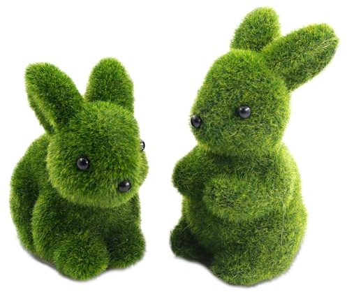 2 Stück Dekofigur Osterhase, Grün Osterhase Deko, Deko-Aufsteller Osterhase | Osterdeko für Draußen, Perfekte Osterdeko Figur, für die Dekoration im Innenbereich, auf Balkonen und in Gärten