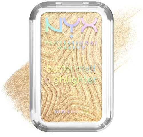 NYX Professional Makeup Highlighter für das Gesicht, Butterweiche Textur, Mit pflegender Sheabutter, Mangobutter und Mandelbutter, Vegan, Buttermelt Highlighter, Farbe: Butta Than Gold