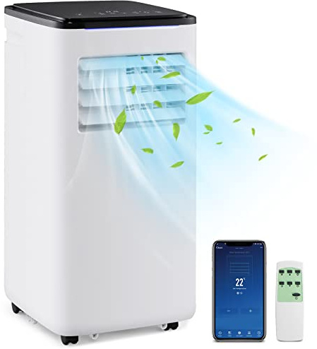 COSTWAY Condizionatore Portatile Caldo e Freddo, 9000BTU/2,6 kW, 5 in 1 con Raffreddamento, Riscaldamento, Ventola, Deumidificazione e Modalità Sonno, 24H Timer, R290