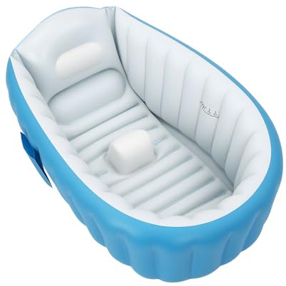 Aufblasbare Babybadewanne, baby badewanne,kinder badewanne,faltbare rutschfeste Duschwanne, Baby- und Kleinkindbadewanne mit Luftpumpe,geeignet für Kinder, Jungen und Mädchen (Blau)