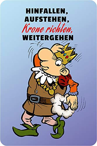 Schatzmix Blechschild Spruch Hinfallen aufstehen Krone richten Metallschild Wanddeko 20x30 tin Sign