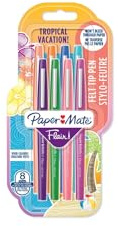 PAPERMATE Felt-Tip Pen 0.7 mm Medium Tip Assorted x 8